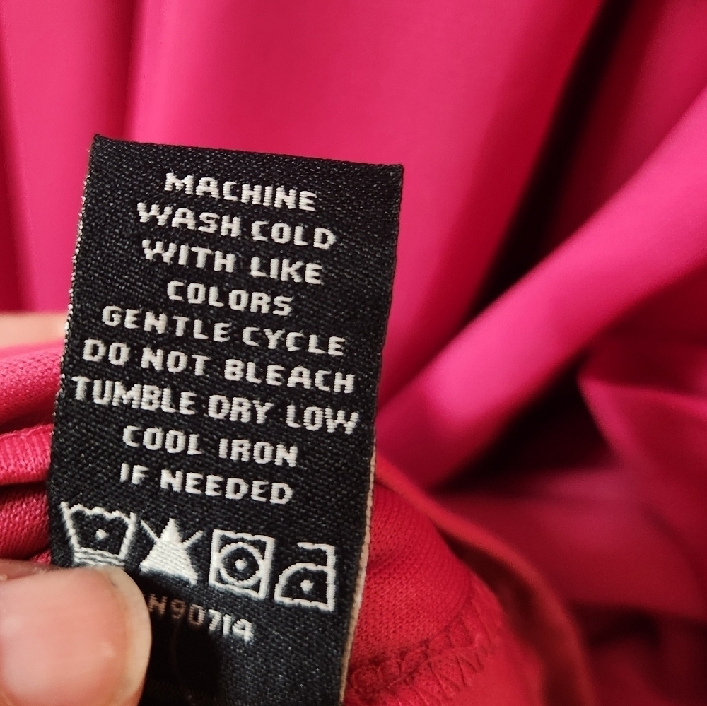 MSK Fuchsia V-Neck Tie Waist Ruffle Layer Dress - New Without Tags Size 10 - Picture 4 of 9